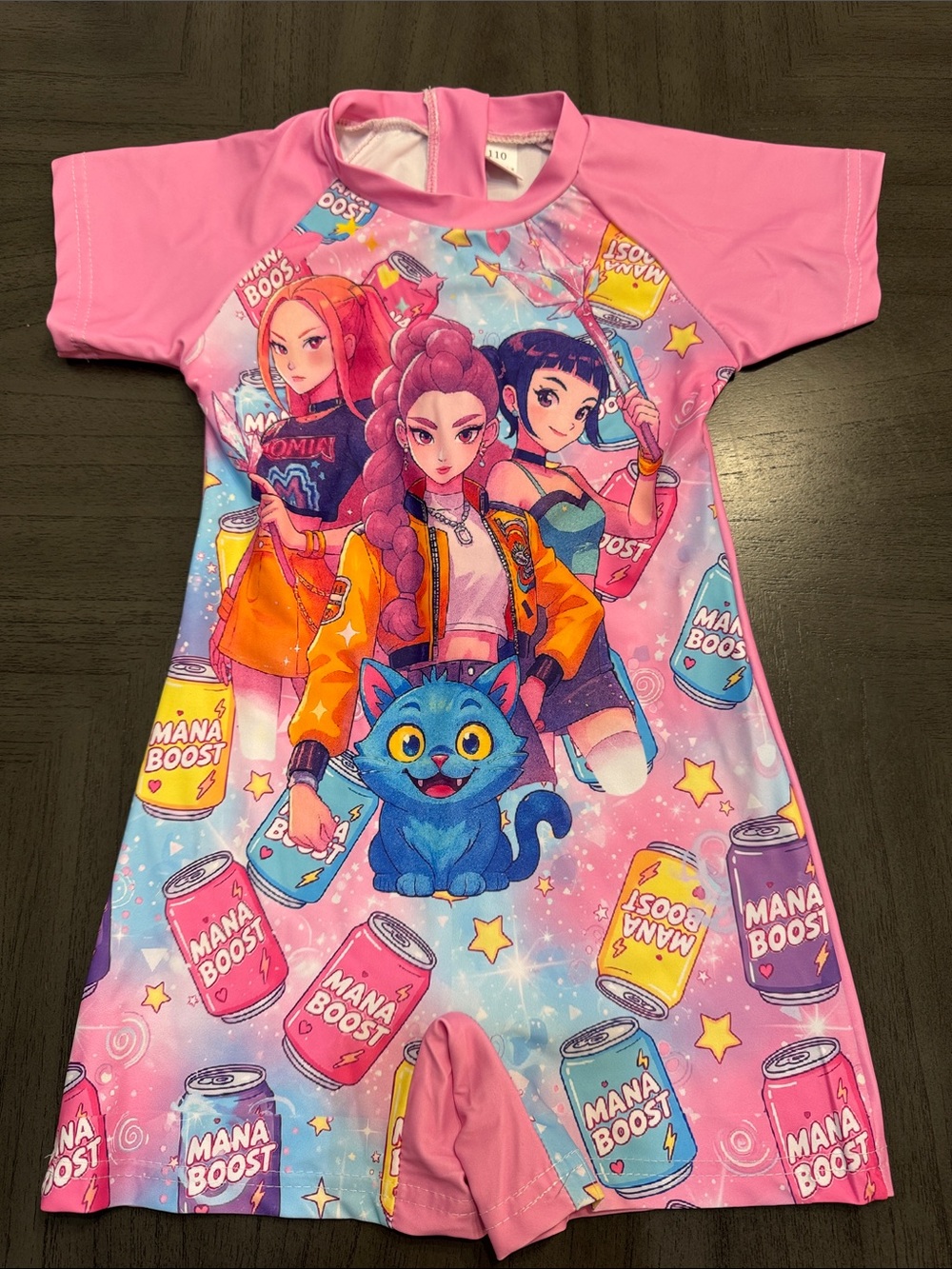 K POP Pink Cartoon Character One-Piece Swimsuit